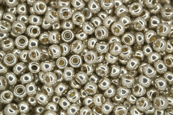 10g MIYUKI 6/0 Round Japanese Seed Beads 4mm 9181 Galvanized Sterling Silver