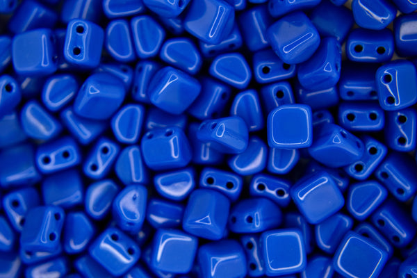 25x CzechMates Roof Czech Beads 6x4mm Opaque Blue