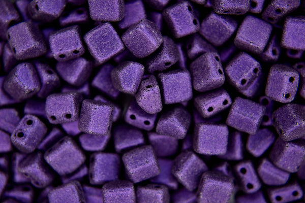 25x CzechMates Roof Czech Beads 6x4mm Metallic Suede Purple