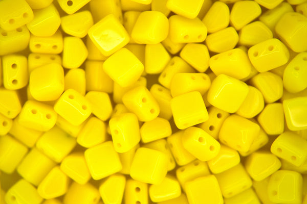 25x CzechMates Roof Czech Beads 6x4mm Opaque Yellow