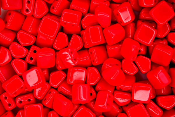 25x CzechMates Roof Czech Beads 6x4mm Opaque Red