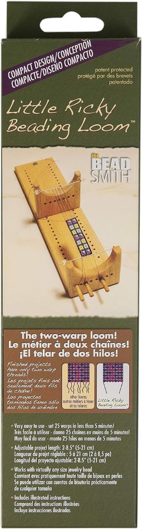 The Beadsmith Little Ricky Beading Loom, Two-Warp Loom,9.25 x 2.5 x 2.875 inches, Wooden, Illustrated Instructions Included, Easy Assembly