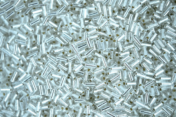 10g MIYUKI 3mm Bugle Japanese Glass Seed Beads 91 Silver Lined Crystal