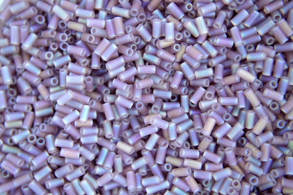 10g MIYUKI 3mm Bugle Japanese Glass Seed Beads 9142FR Matte Transparent Smoky Amethyst AB