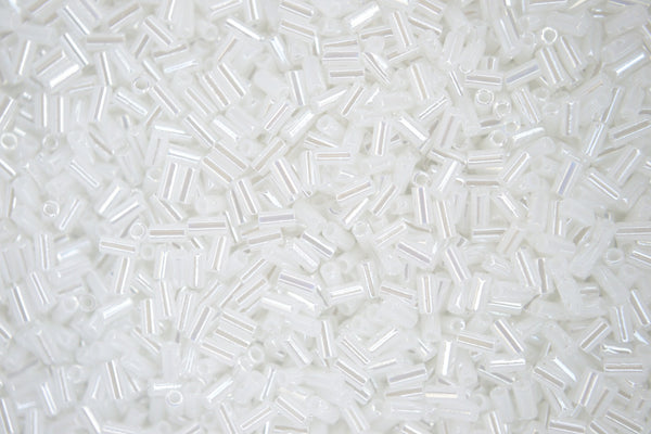 10g MIYUKI 3mm Bugle Japanese Glass Seed Beads 9528 White Ceylon