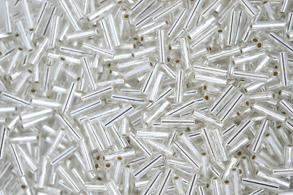 10g MIYUKI 6mm Bugle Japanese Glass Seed Beads 91 Silver Lined Crystal