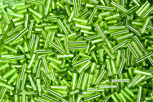 10g MIYUKI 6mm Bugle Japanese Glass Seed Beads 9014 Silver Lined Chartreuse