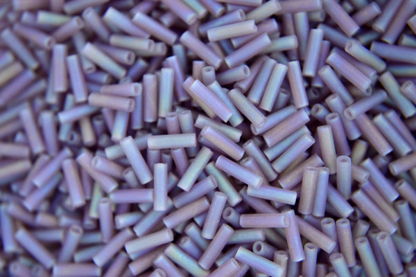 10g MIYUKI 6mm Bugle Japanese Glass Seed Beads 9142FR Matte Transparent Smoky Amethyst AB