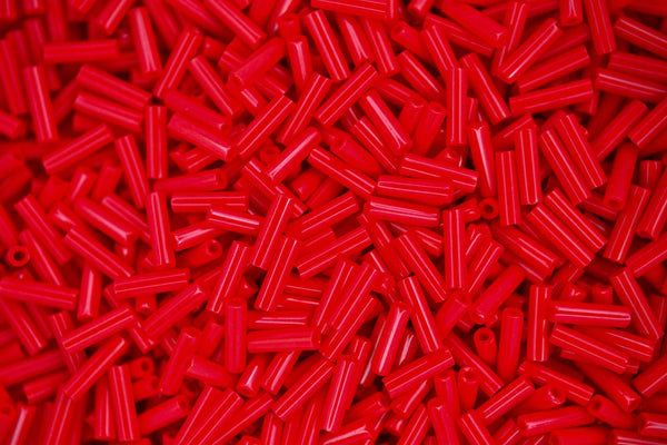 10g MIYUKI 6mm Bugle Japanese Glass Seed Beads 9408 Opaque Red