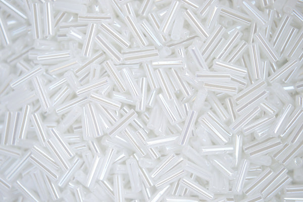 10g MIYUKI 6mm Bugle Japanese Glass Seed Beads 9528 White Ceylon