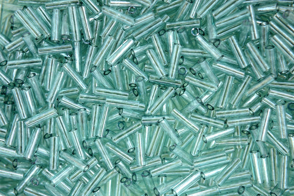 10g MIYUKI 6mm Bugle Japanese Glass Seed Beads 92445 Transparent Seafoam Luster