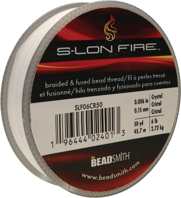 BeadSmith S Lon Fire Stringing Thread Braided Wire Clear .007in / .17mm 50 yards (45.72m)