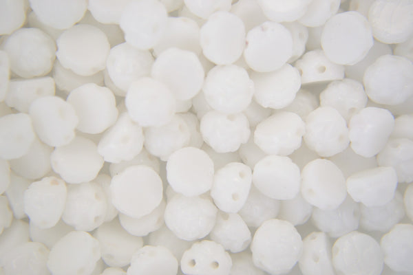 25x Cabochon Roseta Czech Beads 6mm Alabaster White