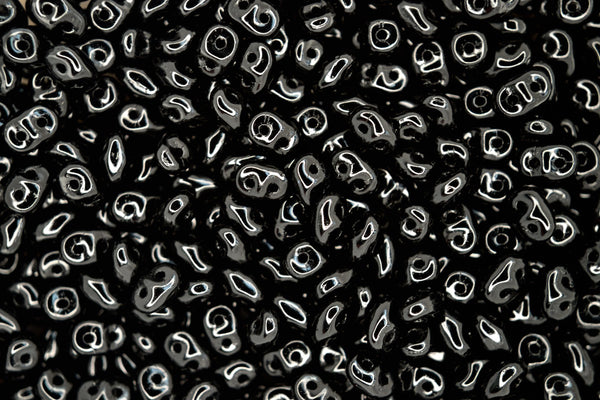 20g Matubo SuperDuo Czech Seed Beads 2.5x5mm Opaque Jet Black