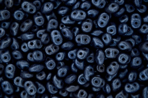 20g Matubo SuperDuo Czech Seed Beads 2.5x5mm Metallic Suede Dark Blue