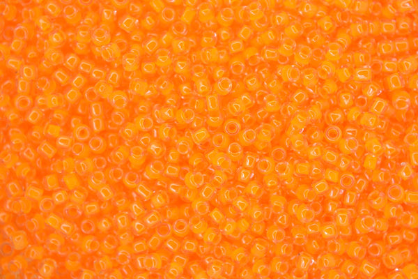 10g TOHO 11/0 Round Japanese Seed Beads 2mm 801 Luminous Neon Tangerine