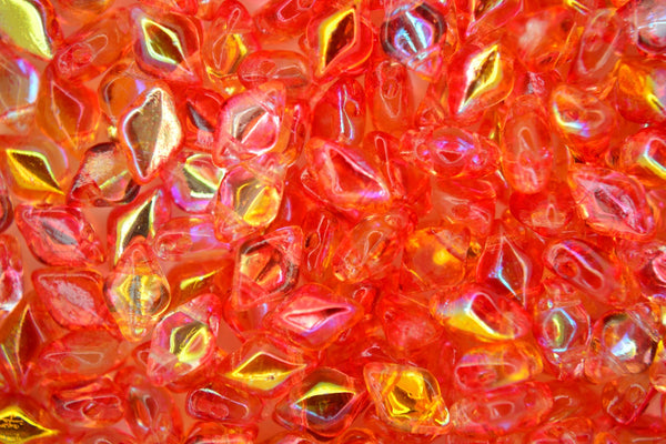 10g Czech GemDuo Twin Hole Beads 8x5mm Summer Rainbow Orange