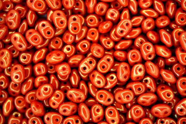 10g Matubo SuperDuo Czech Seed Beads 2.5x5mm Rosaline Luster Opaque Light Red