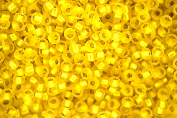 10g MIYUKI 8/0 Round Japanese Seed Beads 3mm 96F Matte Silver Lined Yellow