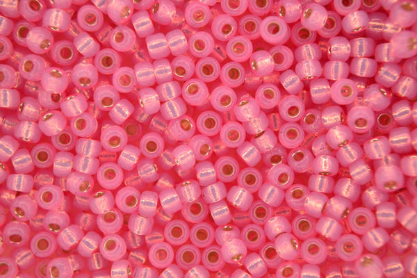 10g MIYUKI 8/0 Round Japanese Seed Beads 3mm 9555 Dyed Pale Pink Silver Lined Alabaster