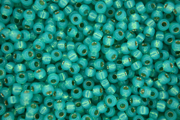 10g MIYUKI 8/0 Round Japanese Seed Beads 3mm 9572 Dyed Seafoam Silver Lined Alabaster