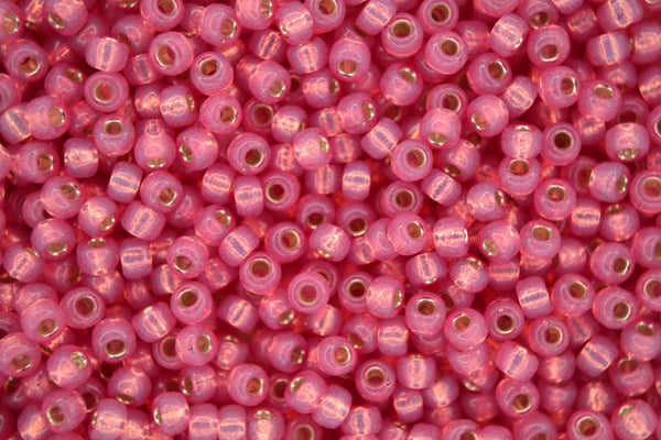 10g MIYUKI 8/0 Round Japanese Seed Beads 3mm 9645 Dyed Dark Rose Silver Lined Alabaster