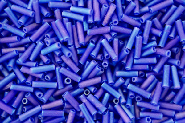 10g MIYUKI 6mm Bugle Japanese Glass Seed Beads 9151FR Matte Transparent Cobalt AB