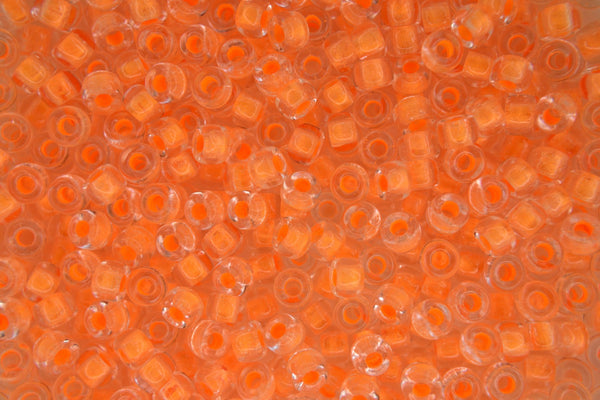 10g Matubo 6/0 Round Czech Seed Beads 4mm Neon Orange Lined