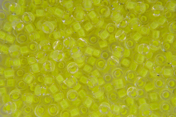 10g Matubo 6/0 Round Czech Seed Beads 4mm Neon Yellow Lined