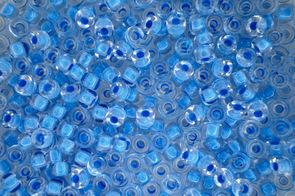 10g Matubo 6/0 Round Czech Seed Beads 4mm Neon Blue Lined