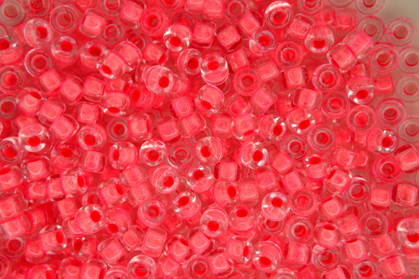 10g Matubo 6/0 Round Czech Seed Beads 4mm Neon Red Lined