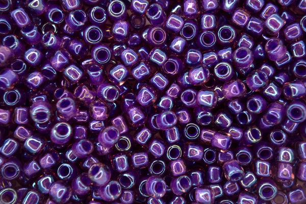 10g TOHO 6/0 Round Japanese Seed Beads 4mm 928 Inside Color Rainbow Rosaline/Purple Lined