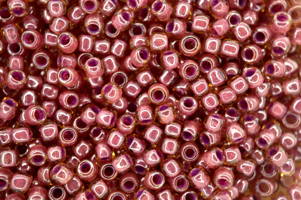 10g TOHO 6/0 Round Japanese Seed Beads 4mm 960 Inside Color Light Topaz/Pink Lined