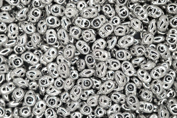 50g WHOLESALE Matubo SuperDuo Czech Seed Beads 2.5x5mm Silver