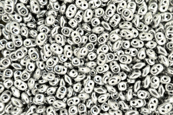 20g Matubo SuperDuo Czech Seed Beads 2.5x5mm Matte Metallic Silver