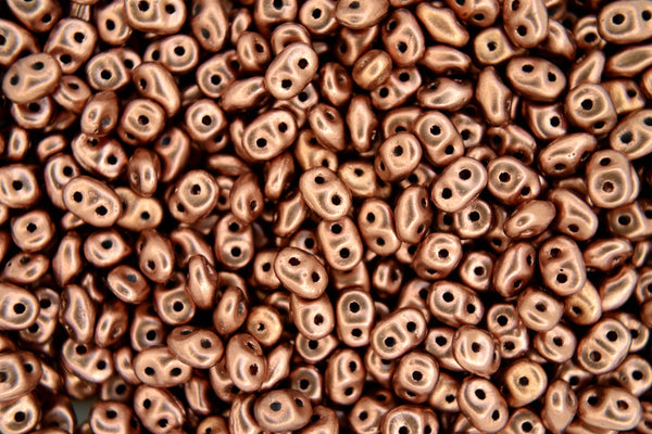 50g WHOLESALE Matubo SuperDuo Czech Seed Beads 2.5x5mm Matte Metallic Copper