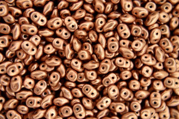 20g Matubo SuperDuo Czech Seed Beads 2.5x5mm Matte Metallic Vintage Copper