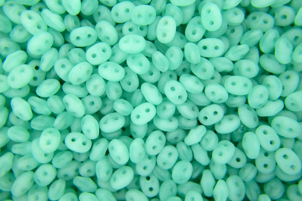 20g Matubo SuperDuo Czech Seed Beads 2.5x5mm Opal Aqua Matte