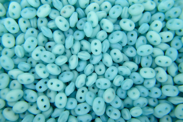 20g Matubo SuperDuo Czech Seed Beads 2.5x5mm Opal Seafoam Matte
