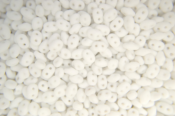 20g Matubo SuperDuo Czech Seed Beads 2.5x5mm Opaque White Matte