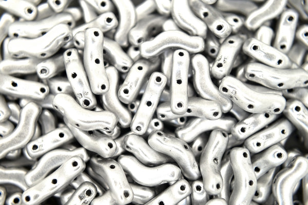 10g Bridge Czech Beads 3x12mm Matte Metallic Silver