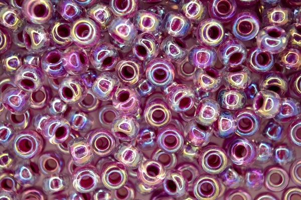 250g WHOLESALE MIYUKI 6/0 Round Japanese Seed Beads 4mm 9264 Raspberry Lined Crystal AB