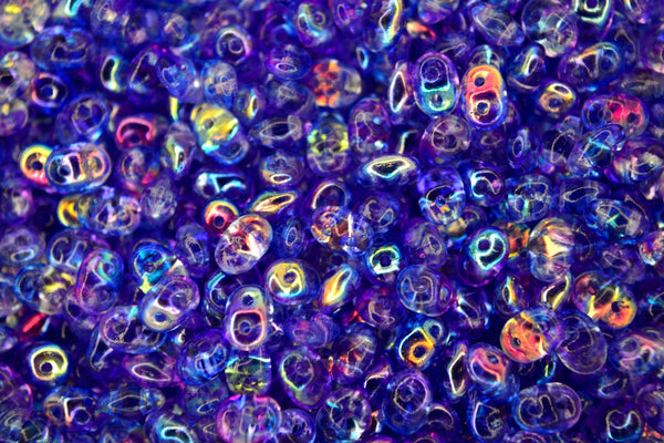 20g Matubo SuperDuo Czech Seed Beads 2.5x5mm Summer Rainbow Dark Blue