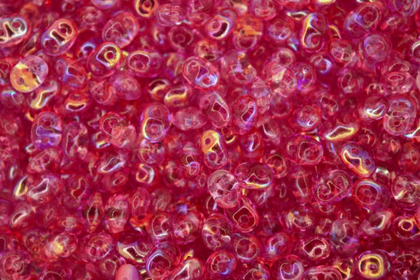 20g Matubo SuperDuo Czech Seed Beads 2.5x5mm Summer Rainbow Pink