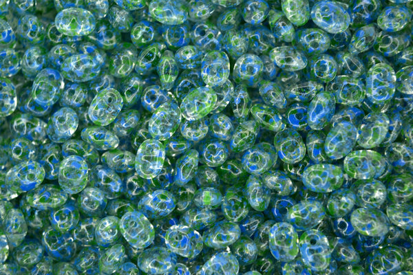 20g Matubo SuperDuo Czech Seed Beads 2.5x5mm Confetti Splash Blue Green