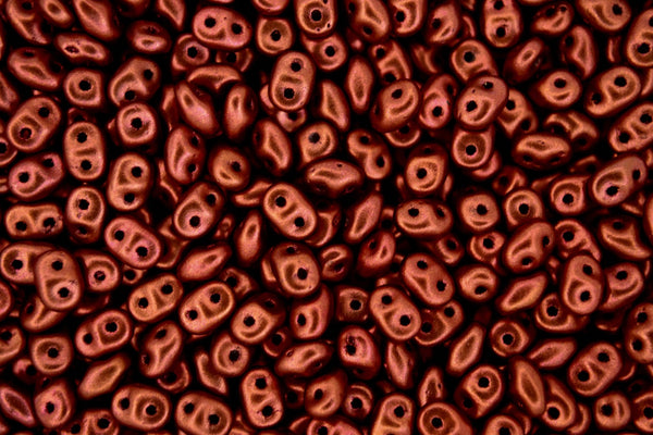10g Matubo SuperDuo Czech Seed Beads 2.5x5mm Matte Metallic Dark Copper Crystal Bronze Fire Red