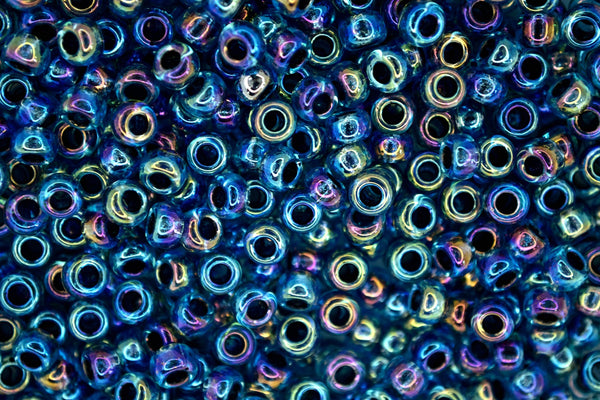 10g MIYUKI 6/0 Round Japanese Seed Beads 4mm 9339 Blue Lined Aqua AB