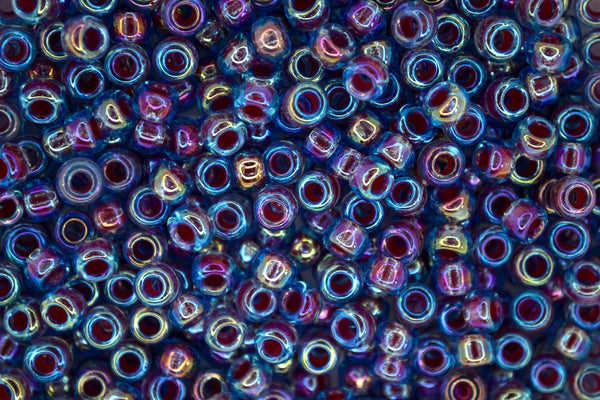 10g MIYUKI 6/0 Round Japanese Seed Beads 4mm 9340 Hot Pink Lined Aqua AB