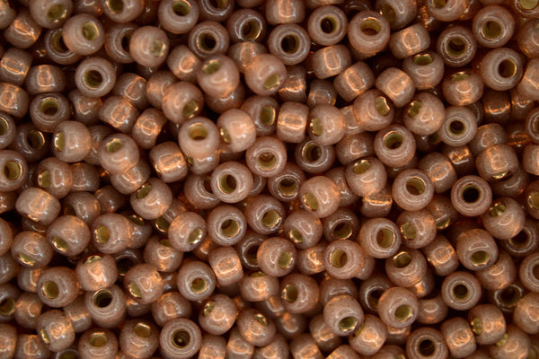10g MIYUKI 6/0 Round Japanese Seed Beads 4mm 9641 Dyed Rose Bronze Silver Lined Alabaster