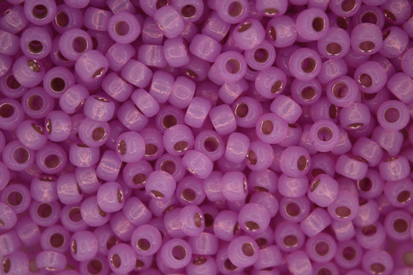 10g MIYUKI 6/0 Round Japanese Seed Beads 4mm 9644 Dyed Pink Silver Lined Alabaster